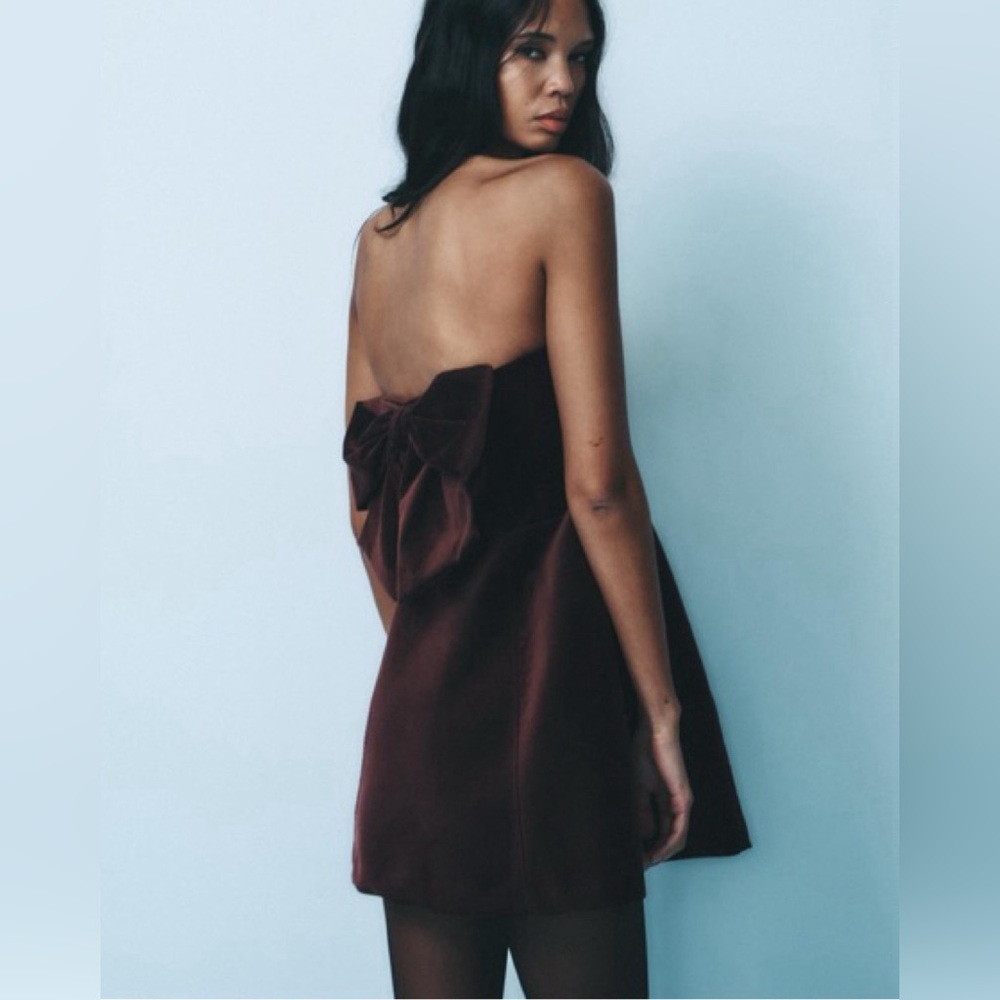 Zara Chic Strapless Velvet Dress